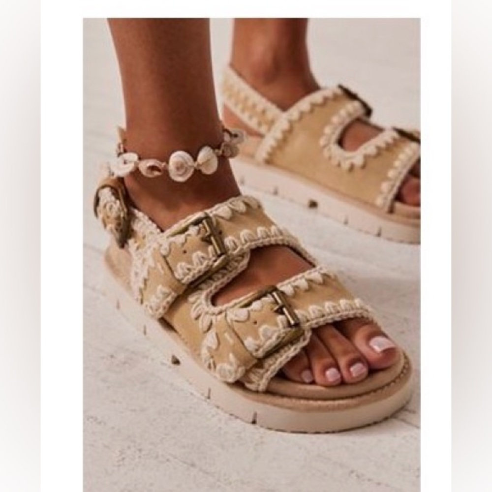 Mou suede flatbed sandals